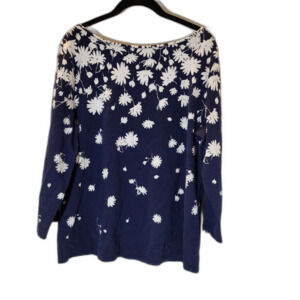 Talbots Blue and White Floral Top  XL